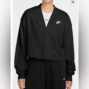 Nike Black Cropped Bomber Jacket with White Swoosh